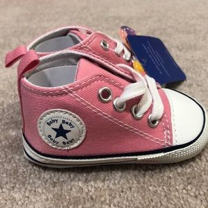 Baby pink converse style shoes